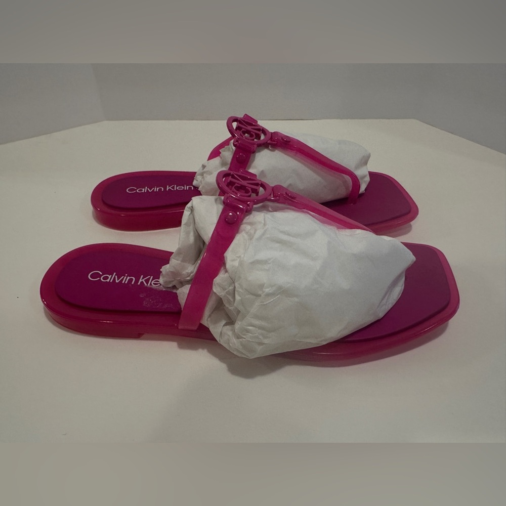 Calvin Klein Women's Edhen Logo T-Strap Jelly Sandals